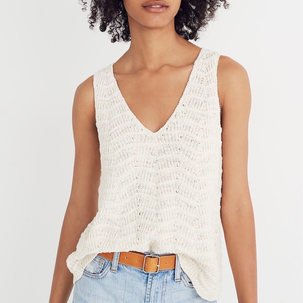 Madewell crochet v-neck sweater top medium